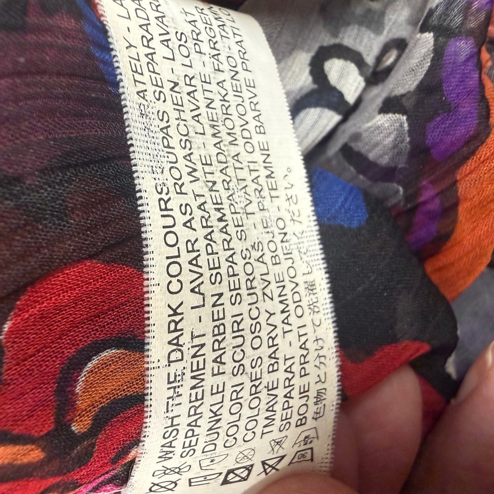 Desigual Floral Sheer Blouse Womens Size M Multicolor Chiffon Boho Graphic Art - Picture 10 of 13